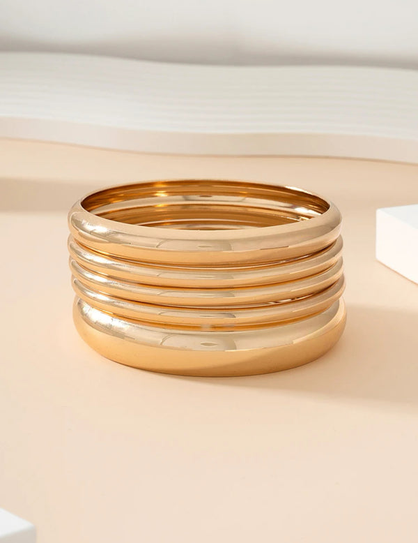 Gold Simple Bangle Multi Pack