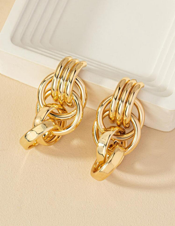 Gold Twist Statement Earrings