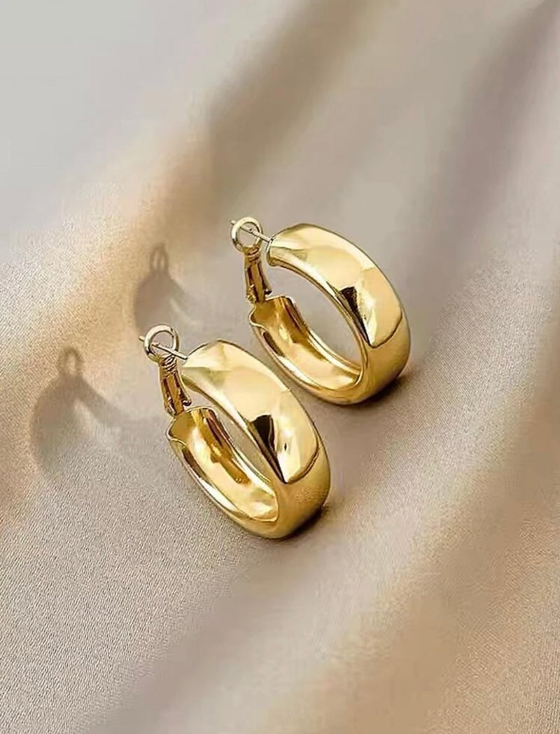 Gold Hoop Circular Earrings