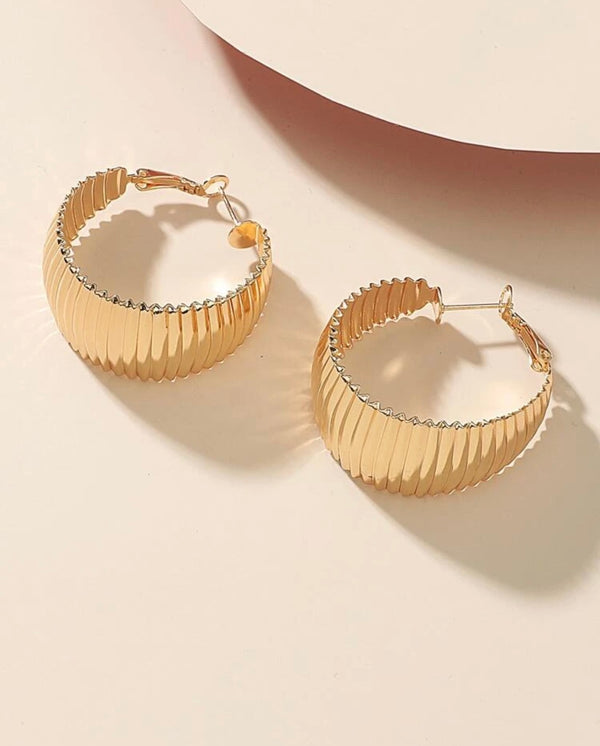 Gold Textured Metal Hoop Earrings