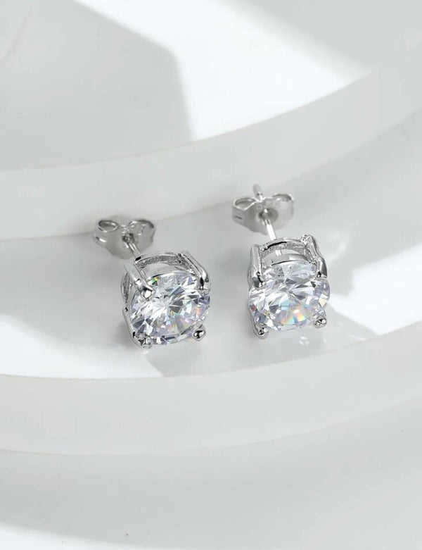 Silver Crystal Stud Earrings