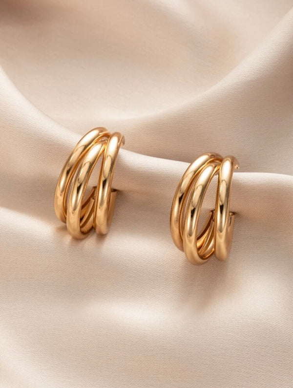 Gold Double Cut Out Hoop Earrings